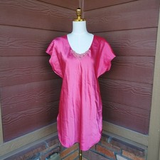 Vintage 80s/90s Silky Cap Sleeve Pink Lace Nightie Elegant Women's Medium
