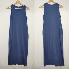 Lulus Crew Neck Tank Midi Dress Dusty Blue Sleeveless Jersey Knit XS