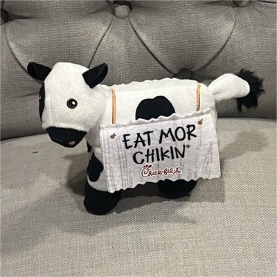 Chick-fil-A Eat Mor Chikin Cow Plush Advertising Mascot White Black Character