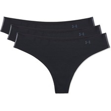 Under Armour 1325615 Women's UA Pure Stretch Thongs 3-Pack , Black, X-Small