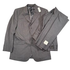 Jos A Bank Mens Executive Gray Wool 3 Button 2 Piece Suit 42L x 36W Pants NWT