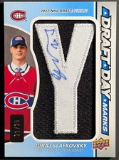 2022-23 Upper Deck SP Game Used Draft Day Marks Juraj Slafkovsky Rookie Auto /35