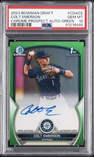 2023 BOWMAN DRAFT CHROME PROSPECT AUTO GREEN REFRACTOR COLT EMERSON 5/99 PSA 10