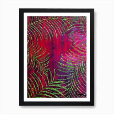 Abstrakte Tropen Blätter Grün Kunst P Gerahmtes Wandbild Poster Leinwanddruck Bild
