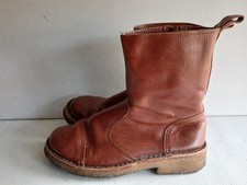 Swedish Hasbeens Women's Brown Leather Side Zip Up Calf Boots.UK(6)EUR(39)-B80