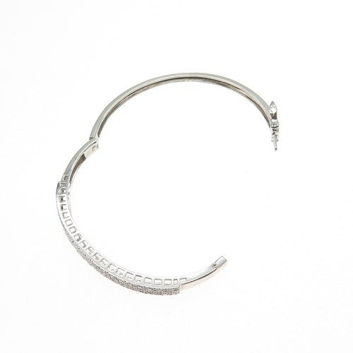 925 Sterling Silver Real Round-Cut Diamond Bangle Bracelet 7" - 第 7/9 張圖片
