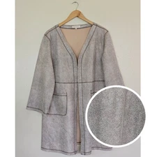 SOLITAIRE Anthropologie Faux Suede Snake Print Duster Jaket Womens Size XL 