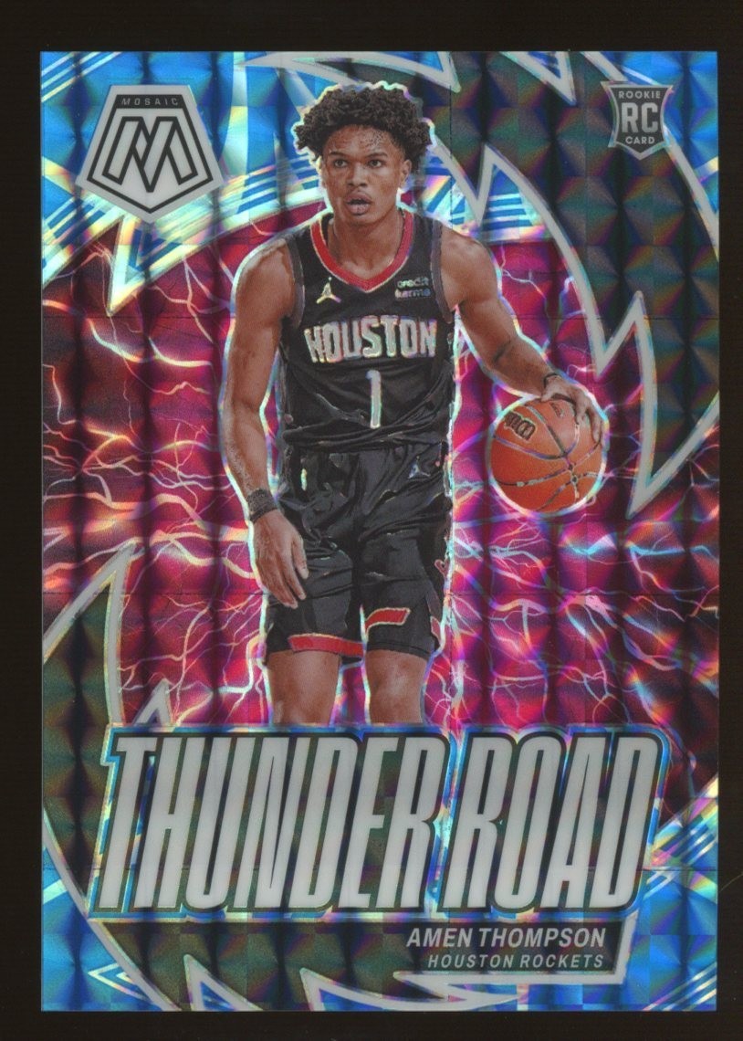 2023-24 Mosaic Thunder Road Reactive Blue Prizm Amen Thompson RC Rookie /99