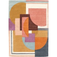Moderner Abstrakter Getufteter Wollteppich Pastell Geometrisch Handarbeit Flächenteppich