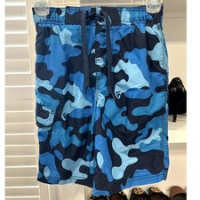 Boys Kanu Surf Specter Quick Dry UPF 50 Beach Swim Trunks Blue Camo S 8 NWOT