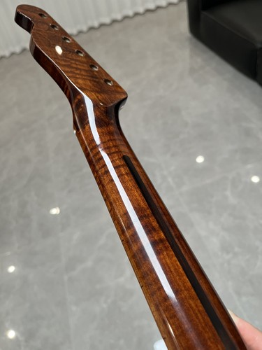 Collo chitarra elettrica AAA acciaio inox lucido 22 tasti fai da te fiamma arrosto acero - Foto 2 di 8