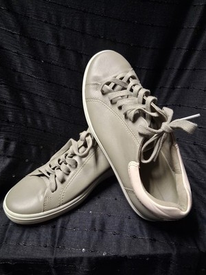 ECCO Street Gray Leather Lace-Up Sneaker Round Toe Unisex Adults US 7.5