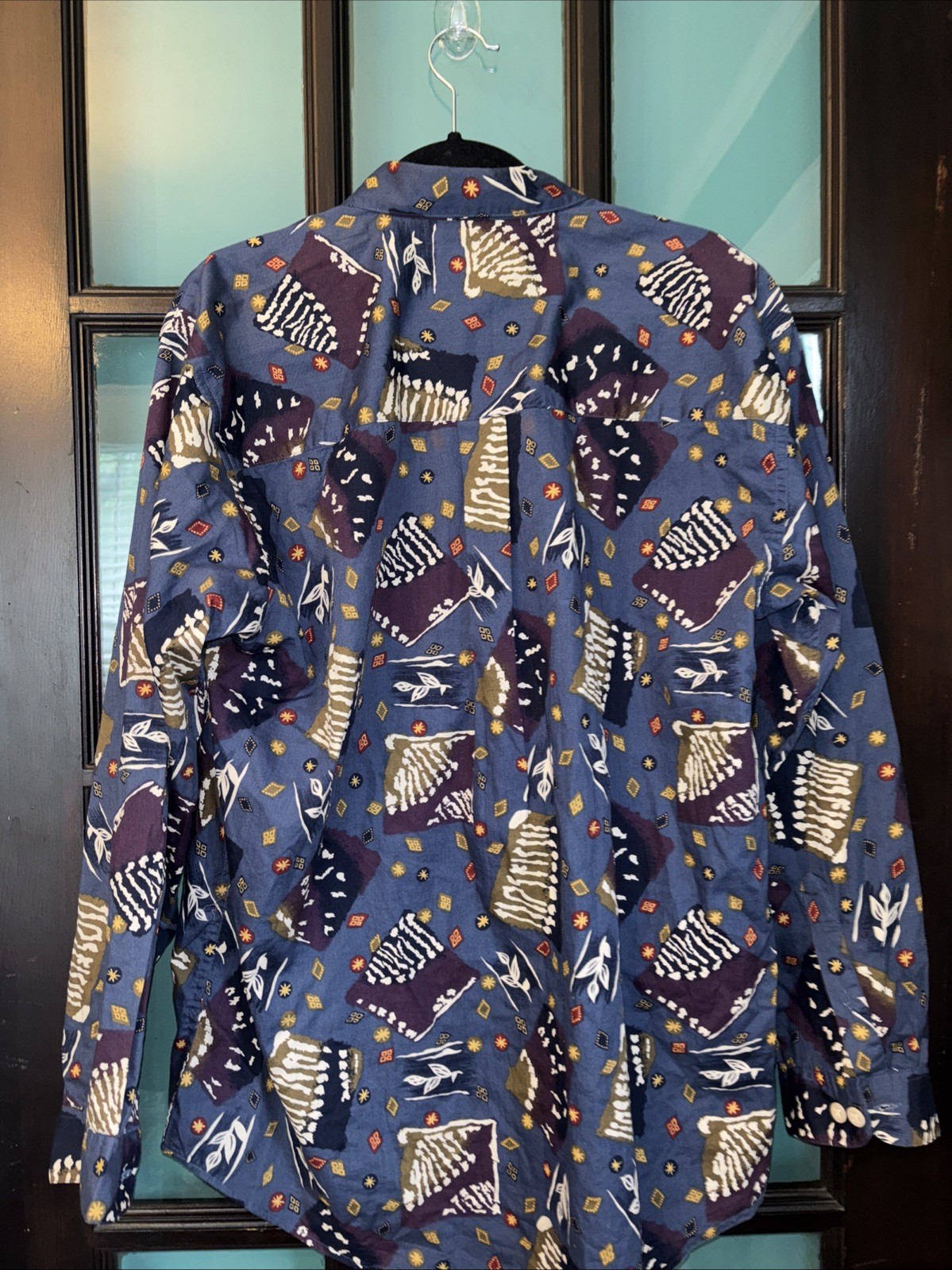 Mens   Sears  multicolor abstract   Button Cotton… - image 5