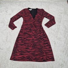 Hobbs Dress UK 12 Faux Wrap Zebra Print Jersey Viscose Long Sleeves Work Office