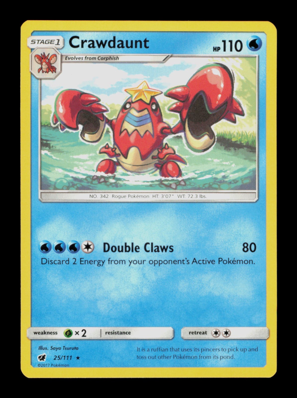 Crawdaunt 25/111 Pokemon Crimson Invasion Played Trading Card TC
