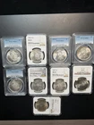 MASSIVE Morgan & Peace  silver dollar LOT of 9! 7 MS63 1 Ms64 1 BU,NGC & PCGS .