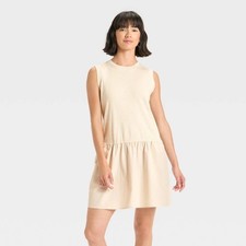 Universal Thread Mini Shift Dress Womens XL Tan Stretch Midweight Seam Pockets