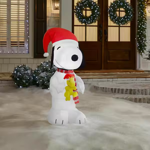 3.5ft Snoopy & Woodstock Peanuts Christmas Inflatable Airblown LED ...