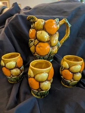 Vintage 1960s Inarco Orange and Lemon Pitcher and Cup Set made in Japan