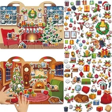Christmas 3D Puffy Sticker Play Set Xmas Activity Book for Kids Toddlers 2-4 Toy