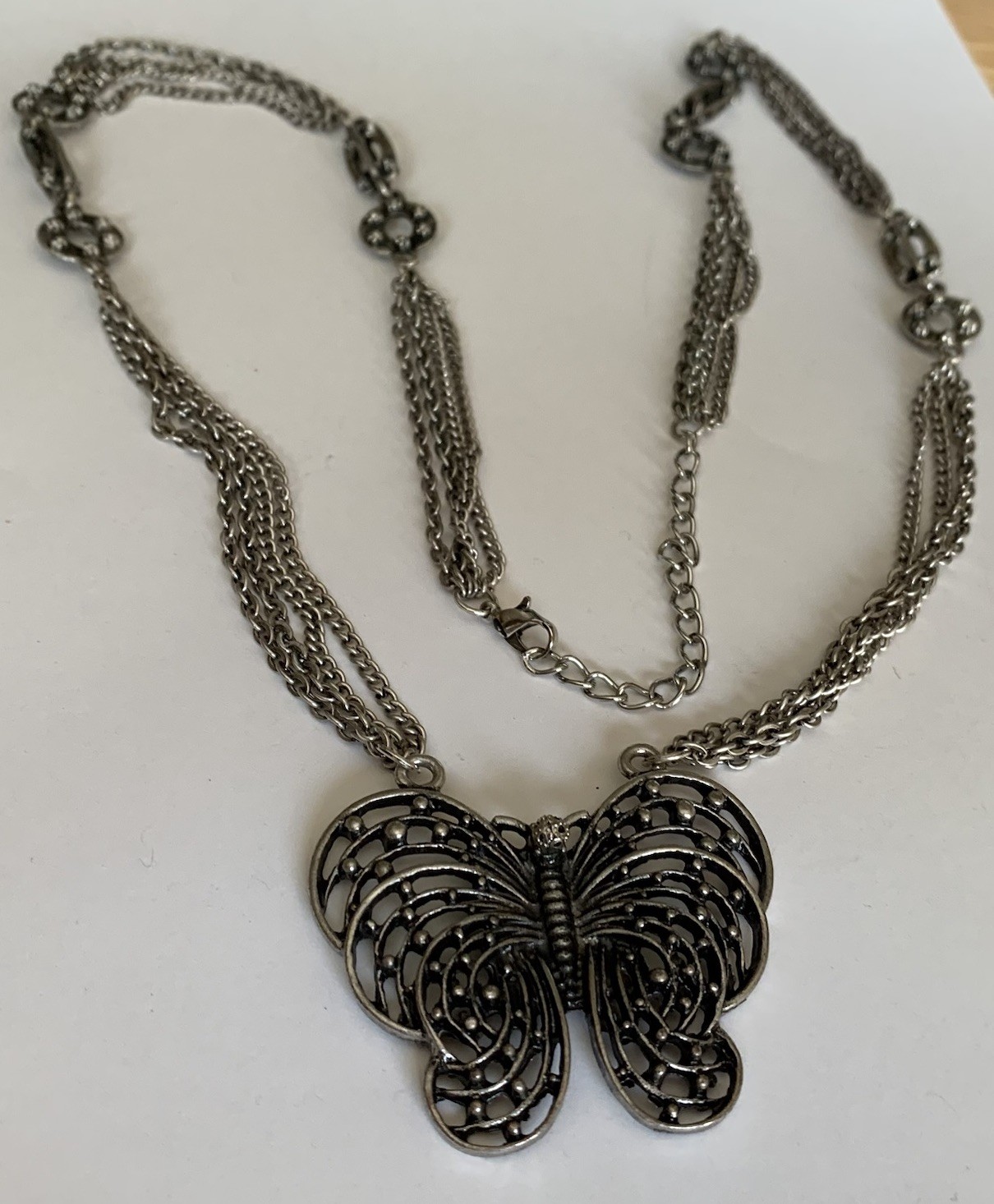Silver Chains Necklace 30” Butterfly Retro BoHo G… - image 7