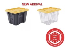 2.5 Qt Tough Storage Tote Yellow Lid Heavy Duty Stackable Organizer Bin