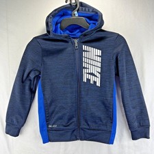 Nike Dri Fit Jacket Youth Boys 7 Large Blue Hoodie Full Zip Sweatshirt Pockets