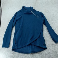 Athleta Cozy Karma Asym Pullover Womens Large Blue Zip Fleece Sweatshirt