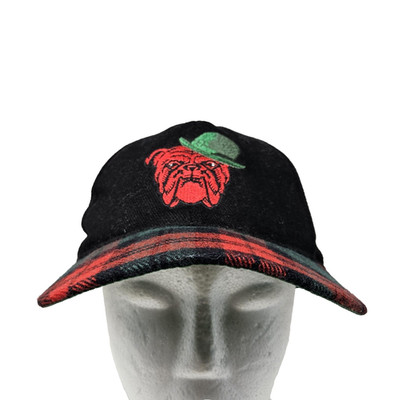 VINTAGE RED DOG Hat Cap Snap Back Black Green Plaid Brim Shamrock Mens Irish 90s