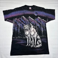 VTG 90s Mountain Wolf Graphic Double-Sided AOP Single-Stitch T-Shirt Mens XL