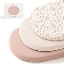 3 Pack Bassinet Sheets for Baby Soft  Breathable Fits Oval  Rectangle