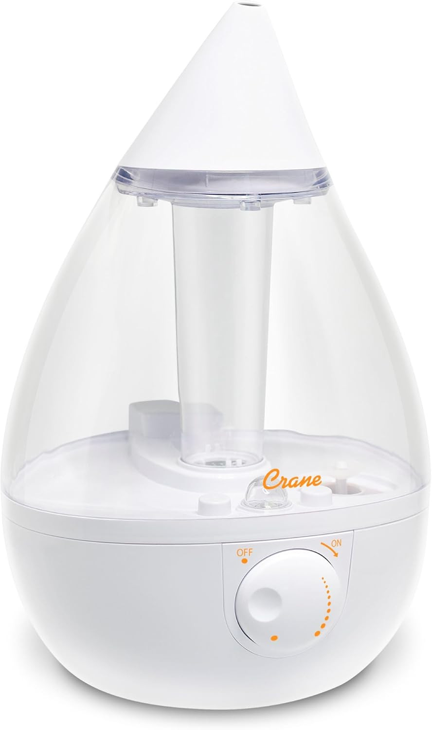 White Teardrop Ultrasonic Cool Mist Humidifier, 1 Gallon Auto Shut-Off for La...