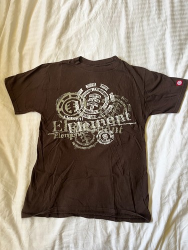 Vintage Y2K Element Skateboards Rare Brown Graphic T-shirt Size S 100% Cotton