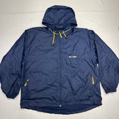 VTG Spalding Athletic Windbreaker Mens XL Blue Full Zip Mesh Lined Hooded Jacket