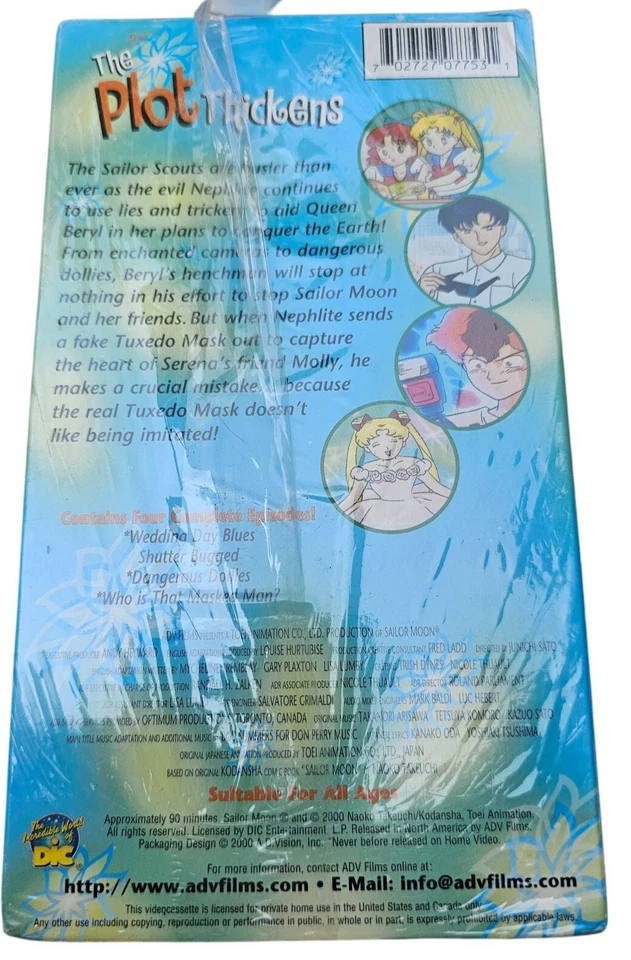 Sailor Moon VHS The Mysterious Tuxedo Mask ADV Films 4 Episodes 90 Min Videotape - Image 4 of 4