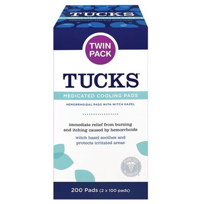 Tucks Medicated Cooling Pads Witch Hazel Hemorrhoid  200 Ct Soothing Care