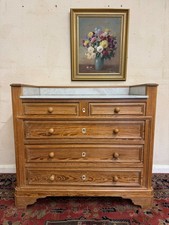 FABULOUS FRENCH ANTIQUE PINE MARBLE TOP COMMODE/WASHSTAND CIRCA 1900