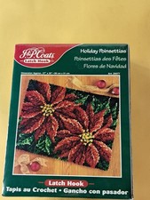 Holiday Poinsettias Latch Hook Approx 27 x 20 inches by Coats  Clark