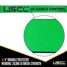 US Cargo Control 4 Inch x 30 Foot Green Winch Strap w/Flat Hook 2 Pack