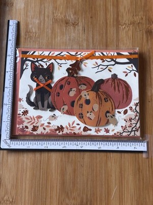 Papyrus Greeting Card Happy Halloween Hallows Eve Fall Pumpkin Cat Mice Leaves