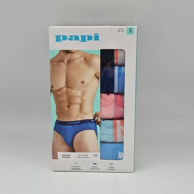 5 Pack PAPI Men S M L Microfiber Logo Waistband Low Rise Briefs Assorted Colors