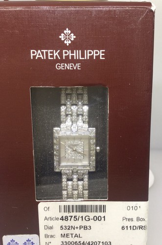 Patek Philippe Gondolo Weiss Gold Pflastern Diamant Damen Uhr 4875/1G Kiste &