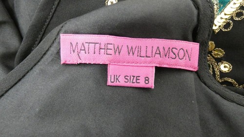 Matthew Williamson Dress Vintage Beaded Couture Sequin Silk Deep V Back 30s UK 8 - Picture 3 of 14