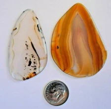 BRAZILIAN AGATE CABOCHONS--2 LARGE, FREE-FORM-HIGHLY POLISHED ON BOTH SIDES--NEW