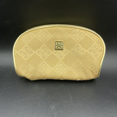 Vintage Givenchy Cosmetic Makeup Bag Coin Purse Gold With Logo