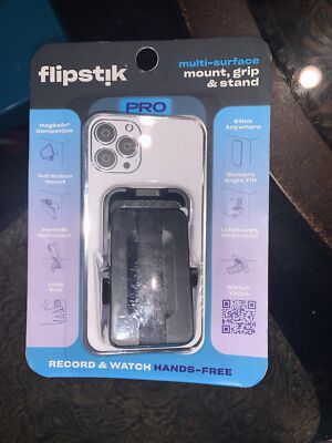 Flipstik Defy Gravity Cell Phone Stick & PRO Stand with Grip Loop - Black