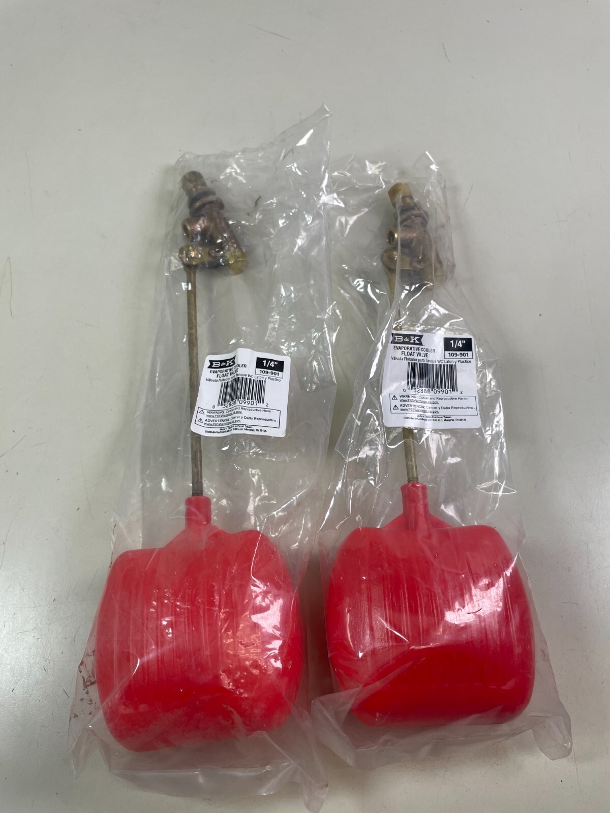 2 Pack BK Products 109-901 Evaporative Cooler Brass Float Valve 1/4 Dia. in.