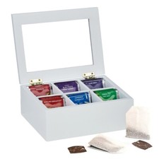 COFANETTO SCATOLA PORTA BUSTINE THE CAMOMILLA TISANE BIANCO 23x17x7,5cm -588C
