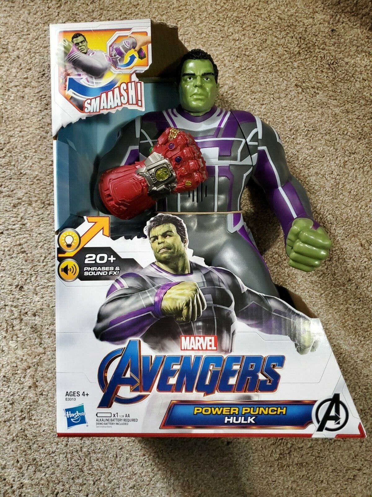 "Figura de acción habladora Hulk Power Punch de 14" de Marvel Superheroes Avengers Endgame