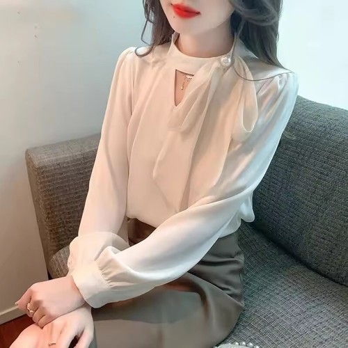 NEW Office Chiffon Blouse Spring Autumn Long Sleeve Shirt Tops Women Clothes - Picture 6 of 10